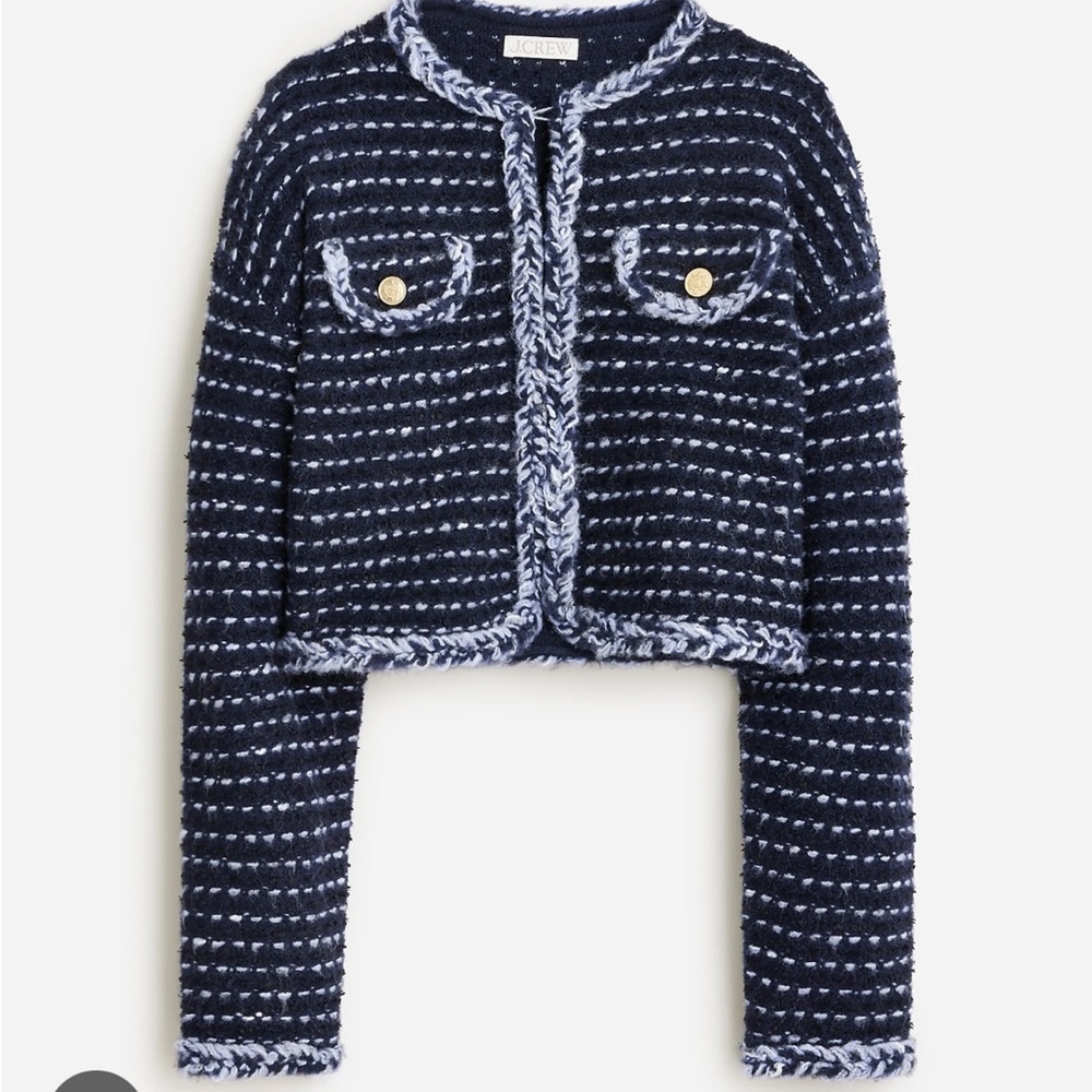 J Crew Cropped Lady Jacket Marled Yarn